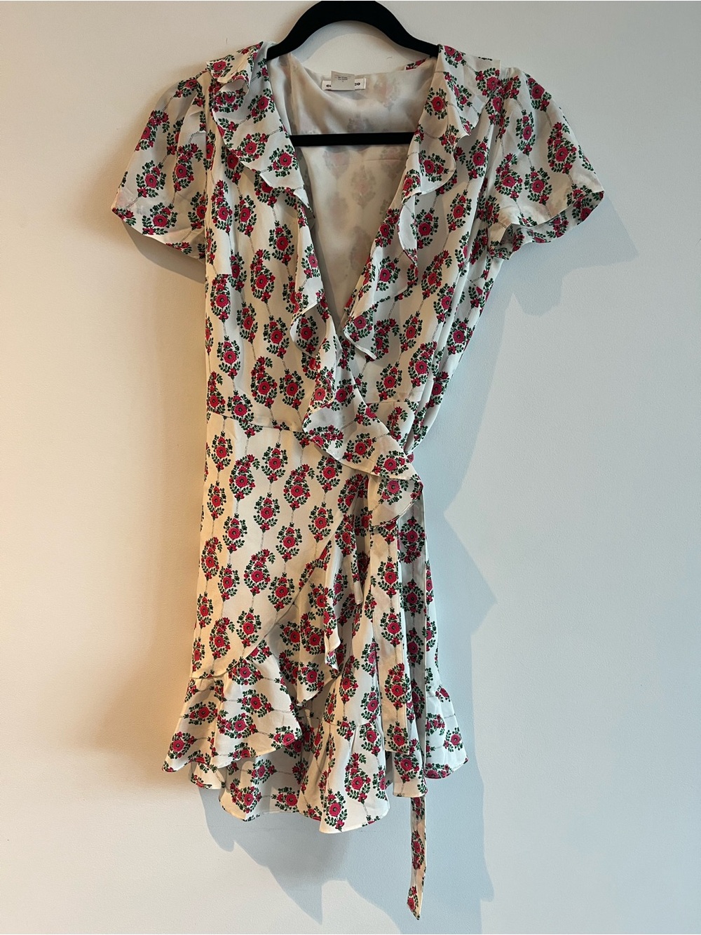 CLub Monaco Menditha 100% Silk Floral Wrap Mini Dress